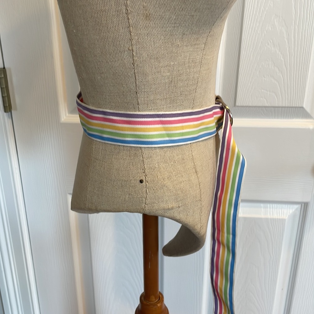 Women’s belt multicolor rainbow stripes D ring adjustable - Picture 3 of 5
